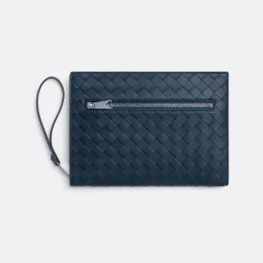 葆蝶家/Bottega Veneta 深蓝色 100% 牛皮革 男士 classic intrecciato编织旅行包 693675V0E513121