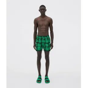 葆蝶家/Bottega Veneta 鹦鹉绿/黑色 100% 聚酰胺 男士 泳裤 708143V29C04842