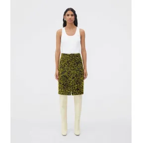 葆蝶家/Bottega Veneta 黑色 / 黄色 / 橄榄色 73% 羊毛, 27% 涤纶 女士 剪线羊毛短裙 708975V2HC01041