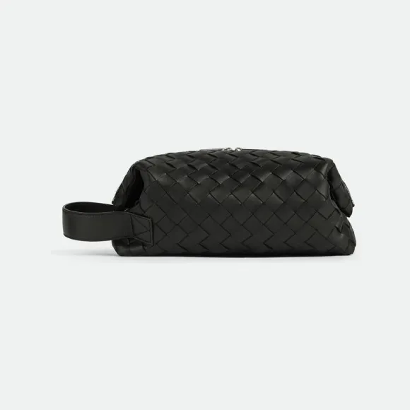 葆蝶家/Bottega Veneta 黑色 100% 牛皮革 男士 洗漱包 709310VCPQ38803