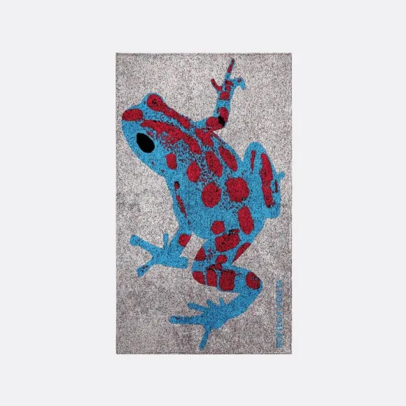 葆蝶家/Bottega Veneta 蓝色 / 红色 / 黑色 100% 棉 女士 棉质毛圈青蛙图案提花沙滩毛巾 715017V2II04070