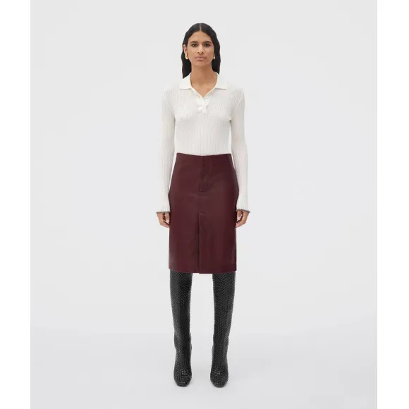 葆蝶家/Bottega Veneta 果酱色 100% 羊皮革 女士 柔软皮革短裙 715239V23U06206