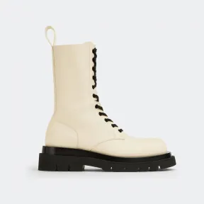 葆蝶家/Bottega Veneta 海盐色 / 黑色 牛皮革 女士 lug系带靴 716222VBS509159