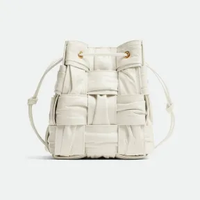 葆蝶家/Bottega Veneta 白色 100% 羊皮革 女士 小号cassette水桶包 717187V2FY39009