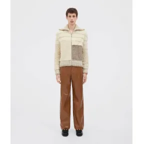 葆蝶家/Bottega Veneta 多彩砂土混色 92% 羊毛，5% 聚酰胺，3% 羊绒 男士 厚实拼接羊毛开衫 720809V2D409793