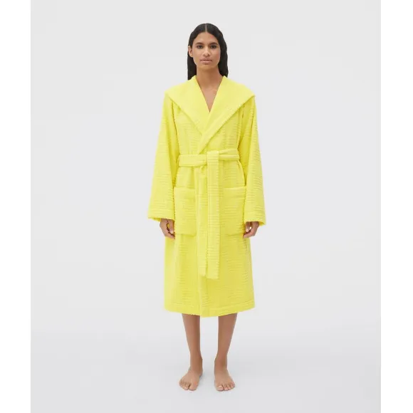 葆蝶家/Bottega Veneta 热情黄 100% 棉 女士 intreccio编织图案棉质毛圈浴袍 7236073V1067219