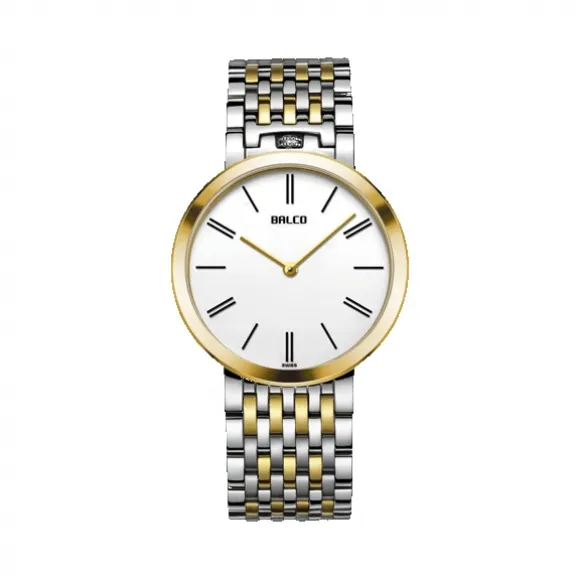 拜戈/Balco 不锈钢表壳 不锈钢表圈电黄金 表冠于12点位的特殊设计 真情系列 石英机芯 男表 1030Q2434