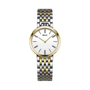 拜戈/Balco 不锈钢表壳 不锈钢表圈电黄金 表冠于12点位的特殊设计 真情系列 石英机芯 女表 1030Q2435