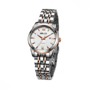 拜戈/Balco 不锈钢表壳 不锈钢表圈间电玫瑰金 旋入式透视后盖   型动系列 自动机械机芯 女表 1040AM3277