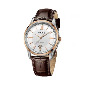 拜戈/Balco 不锈钢表壳 18K玫瑰金表圈 螺纹透视后盖 慧智金-尚品系列 自动机械机芯 男表 7572AM3106