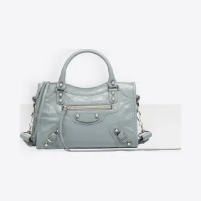 巴黎世家/Balenciaga ‎女士‎ ‎湖水蓝色 ‎ ‎Classic银色迷你都市包 ‎ | Balenciaga 300295-D94JN-4060