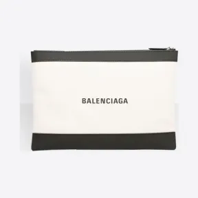 巴黎世家/Balenciaga CREME / BLANC Navy Clip大号手包 45354537nn