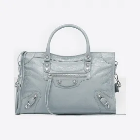 巴黎世家/Balenciaga ‎女士‎ ‎湖水蓝色 ‎ ‎Classic银色小号都市包 ‎ | Balenciaga 431621-D94JN-4060