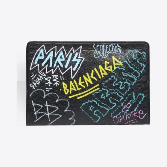 巴黎世家/Balenciaga 黑色 / 多彩色 Graffiti Bazar手包 45381256kd