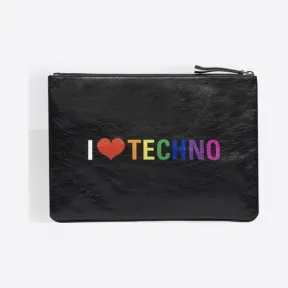 巴黎世家/Balenciaga ‎男士‎ ‎黑色 / 多彩色 ‎ ‎中号超市塑料袋款“I Love Techno”手包 ‎ | Balenciaga 506794-0JWFN-1065