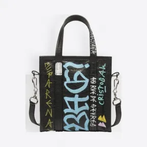 巴黎世家/Balenciaga 黑色 / 多彩色 Bazar加小号涂鸦购物包 45410661xg