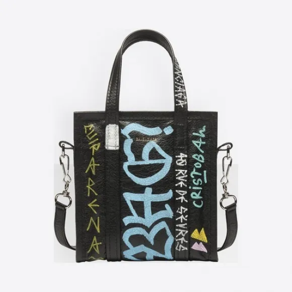 巴黎世家/Balenciaga ‎女士‎ ‎黑色 / 多彩色 ‎ ‎Bazar超小号涂鸦购物包 ‎ | Balenciaga 513989-0FE0N-1060