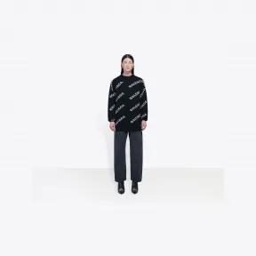 巴黎世家/Balenciaga 提花LOGO圆领衫 555273T14711070