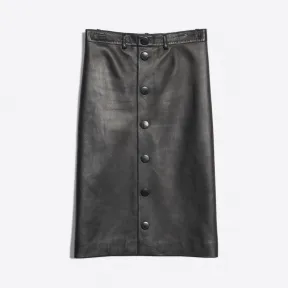 巴黎世家/Balenciaga 黑色 按扣皮裙 35397184jo