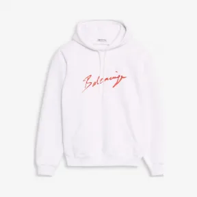 巴黎世家/Balenciaga 白色/ 红色 Signature背面拉扯效果连帽衫 12354560wl