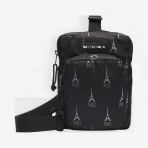 巴黎世家/Balenciaga BLACK/GREY Paris Explorer邮差包 45482579iu