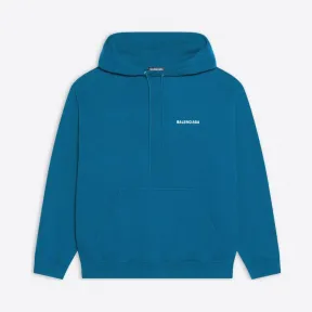 巴黎世家/Balenciaga 靛蓝色中号男式徽标连帽衫 600583TLVB89567