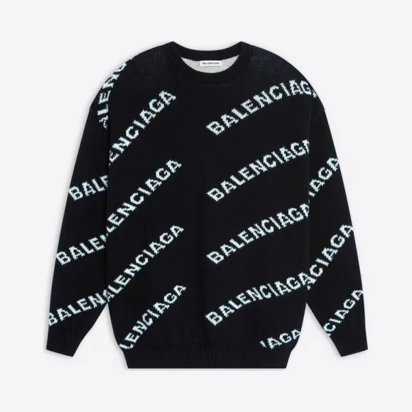 巴黎世家/Balenciaga 女式黑色全幅徽标毛衣 620983T15671070
