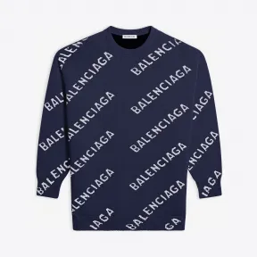 巴黎世家/Balenciaga 女士 满印标识圆领衫 620983T15674177