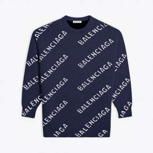 巴黎世家/Balenciaga 女士 满印标识圆领衫 620983T15674177