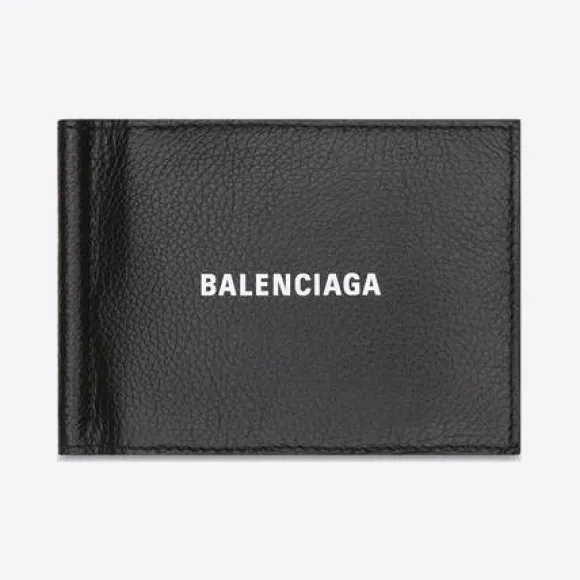 巴黎世家/Balenciaga 男士现金折叠卡包，配黑色/白色票据夹 6258191IZI31090