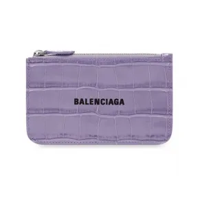 巴黎世家/Balenciaga Women's Cash Large Long Coin And Card Holder Crocodile Embossed in Lilac 6371301LRR35360