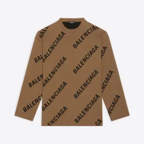 巴黎世家/Balenciaga 男士 满印标识圆领衫 657401T32002900