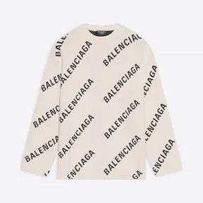 巴黎世家/Balenciaga 男士 满印标识圆领衫 657401T32009054