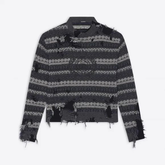 巴黎世家/Balenciaga 女士 DESTROYED圆领衫 663872T16096484