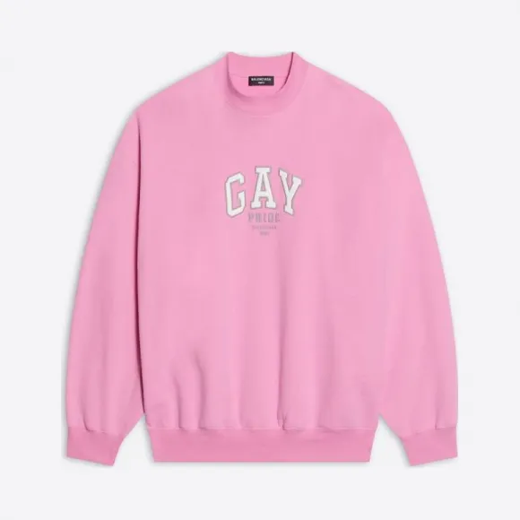 巴黎世家/Balenciaga Pride 粉色圆领衫 671125TLV545861