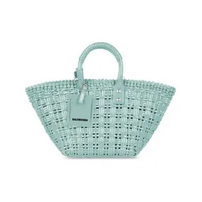 巴黎世家/Balenciaga Women's Bistro Xs Basket With Strap in Mint 6713422IE3Y3914