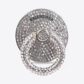 巴黎世家/Balenciaga 女士 Glam 圆形银色手机戒指架 6726642100C8161