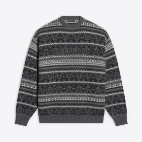 巴黎世家/Balenciaga 男士 Fairisle 灰色圆领衫 675280T16121240