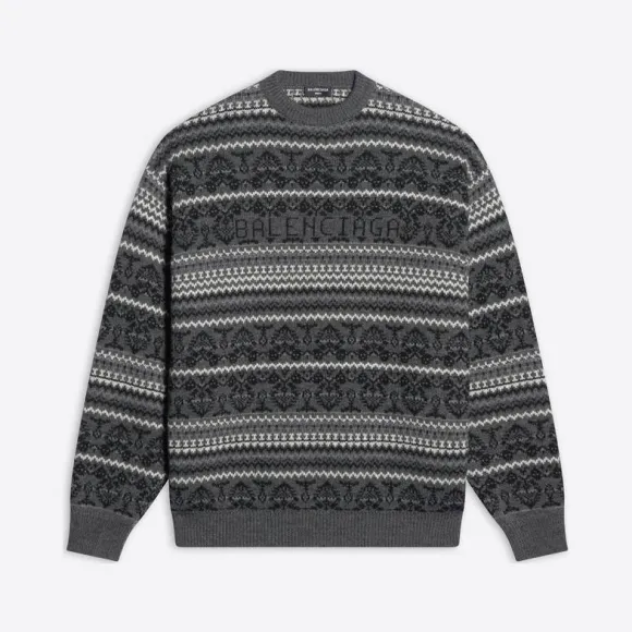 巴黎世家/Balenciaga 男士 Fairisle 灰色圆领衫 675280T16121240