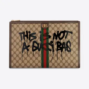 巴黎世家/Balenciaga 男士 HACKER涂鸦涂层帆布笔记本电脑袋 6803812104S0090