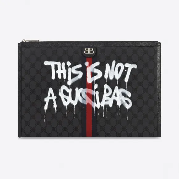 巴黎世家/Balenciaga 男士 HACKER涂鸦帆布提花笔记本电脑袋 6803812104T1169