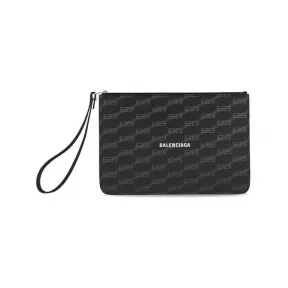 巴黎世家/Balenciaga ハンドル付きsignature Medium ポーチ　bb Monogramのコーティングキャンバス で ブラック 702627210D51060