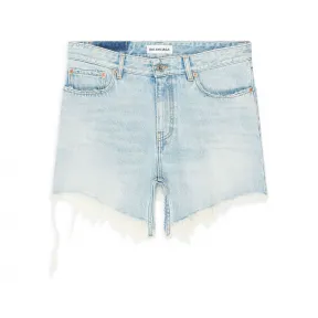 巴黎世家/Balenciaga Women's Cut-up Mini Skirt in Light Blue 704541TDW144824