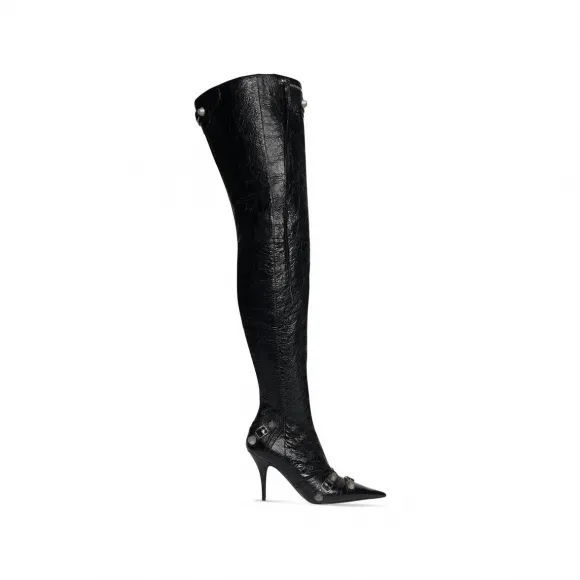 巴黎世家/Balenciaga Cagole 90mm 过膝靴 为 所有 在 黑 742940-WAD4E-1081