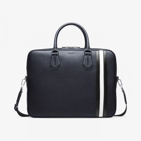 巴利/Bally 墨蓝色粒面皮革商务包 6218267