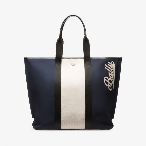 巴利/Bally 墨蓝色纯棉帆布托特包 6221574