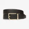 巴利/Bally 黑色粒面小牛皮可调节/双面正装腰带 6221599