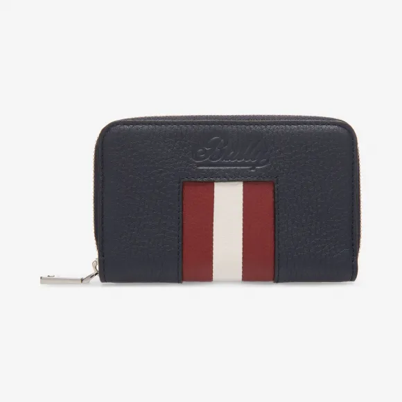 巴利/Bally 墨蓝色粒面牛皮拉链钱夹 6222798