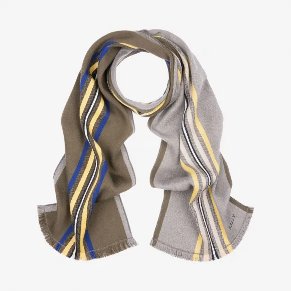 巴利/Bally 多重矿泥绿羊毛围巾 6223200