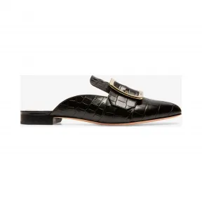 巴利/Bally 女士Croc印花小牛皮露背m子拖鞋黑色 6225903